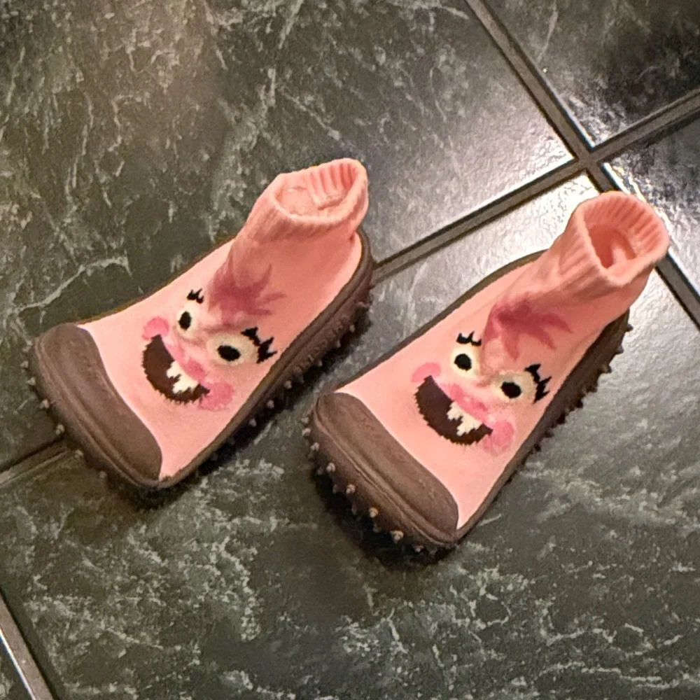 Pink Kids Monster Grip Sock Shoes by